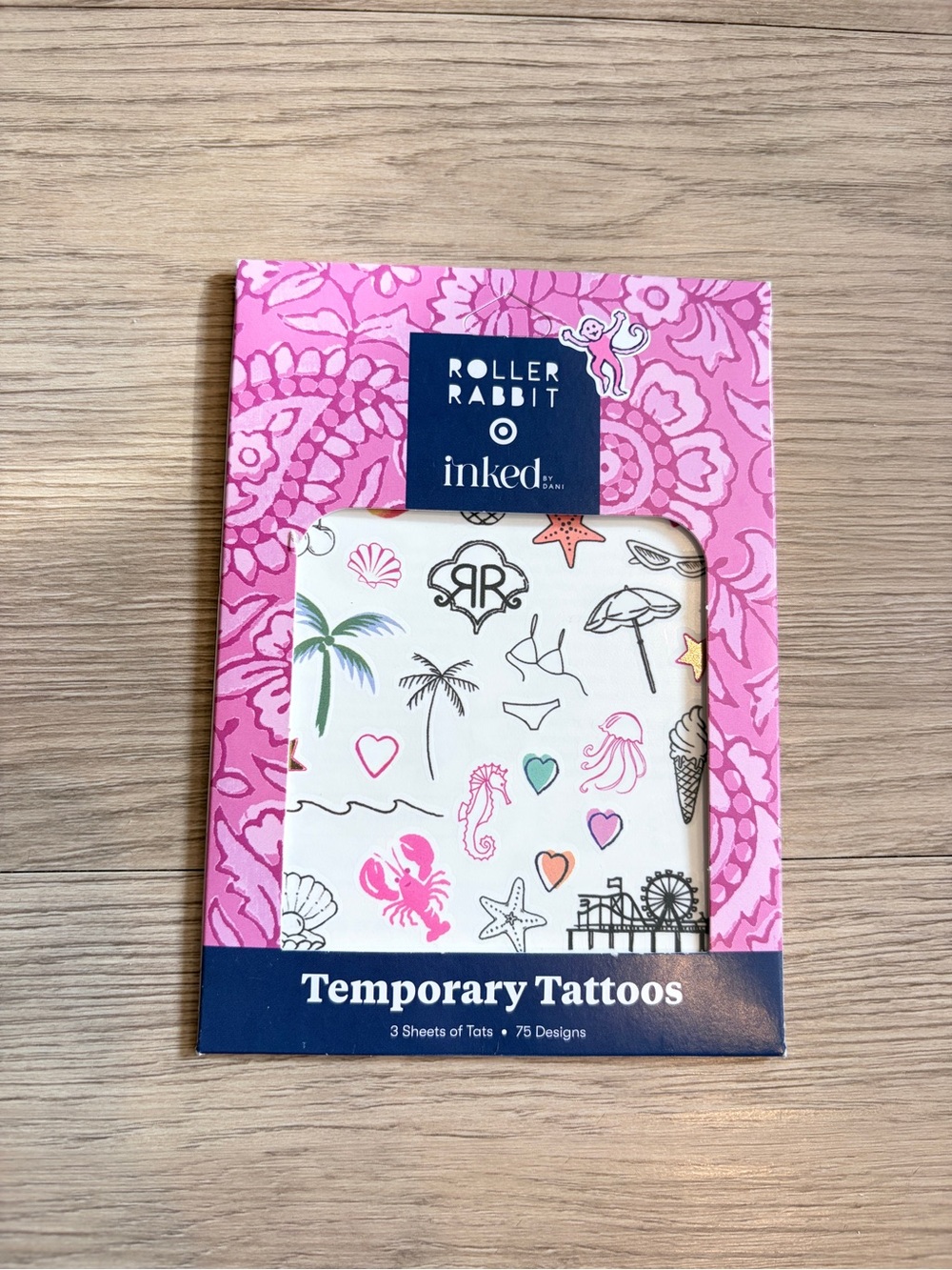 Roller Rabbit Pink and Multicolor Beach Tattoo Set